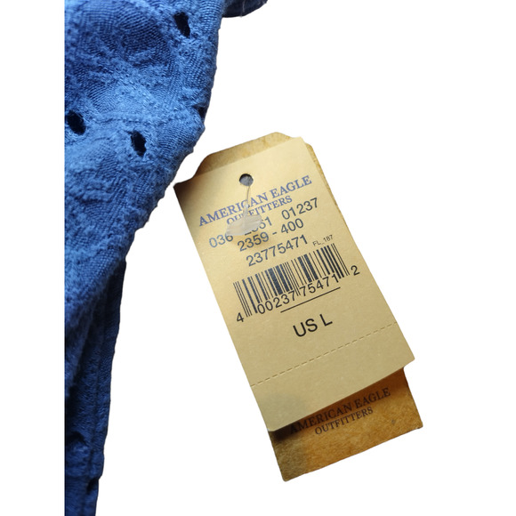 NWT American Eagle Outfitters Soft & Sex Eyelet Tank Top Open Back Blue Large - Picture 9 of 9